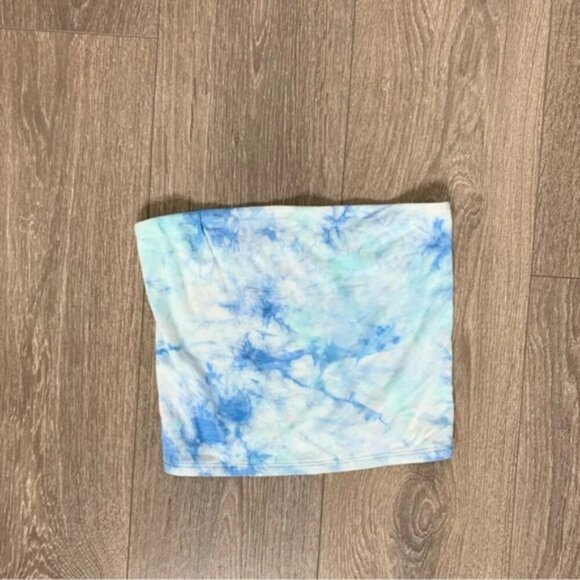 American Eagle Women’s Tube Cropped Top Blue Tie Dye Bandeau Size Small - Picture 3 of 11